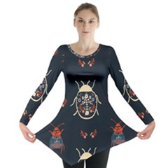 Floral-bugs-seamless-pattern Long Sleeve Tunic 