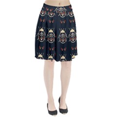 Floral-bugs-seamless-pattern Pleated Skirt