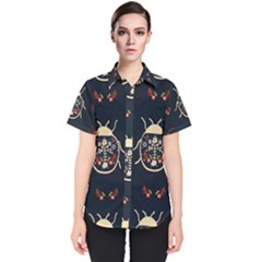 Floral-bugs-seamless-pattern Women s Short Sleeve Shirt