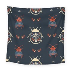 Floral-bugs-seamless-pattern Square Tapestry (large)