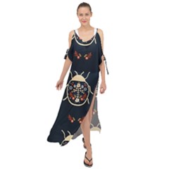 Floral-bugs-seamless-pattern Maxi Chiffon Cover Up Dress