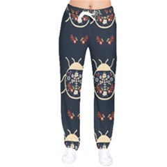 Floral-bugs-seamless-pattern Women Velvet Drawstring Pants