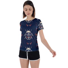 Floral-bugs-seamless-pattern Back Circle Cutout Sports Tee