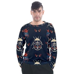 Floral-bugs-seamless-pattern Men s Long Sleeve Raglan Tee