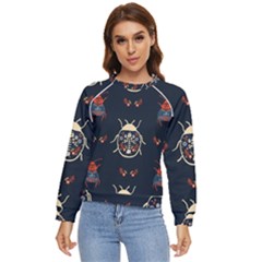 Floral-bugs-seamless-pattern Women s Long Sleeve Raglan Tee