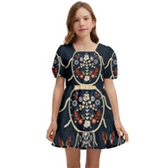 Floral-bugs-seamless-pattern Kids  Short Sleeve Dolly Dress