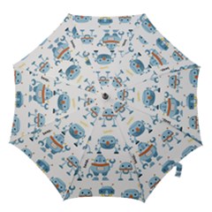 Seamless Pattern With Funny Robot Cartoon Hook Handle Umbrellas (large)