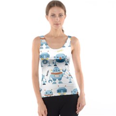 Seamless Pattern With Funny Robot Cartoon Tank Top by Jancukart