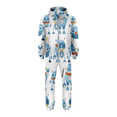 Seamless Pattern With Funny Robot Cartoon Hooded Jumpsuit (kids) by Jancukart