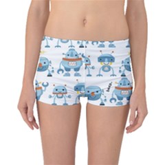 Seamless Pattern With Funny Robot Cartoon Boyleg Bikini Bottoms by Jancukart