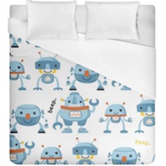 Seamless Pattern With Funny Robot Cartoon Duvet Cover (king Size) by Jancukart