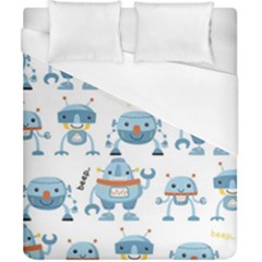 Seamless Pattern With Funny Robot Cartoon Duvet Cover (california King Size) by Jancukart