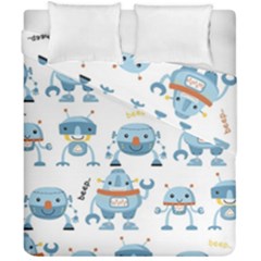 Seamless Pattern With Funny Robot Cartoon Duvet Cover Double Side (california King Size) by Jancukart