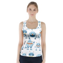 Seamless Pattern With Funny Robot Cartoon Racer Back Sports Top by Jancukart