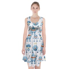 Seamless Pattern With Funny Robot Cartoon Racerback Midi Dress by Jancukart