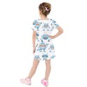 Seamless pattern with funny robot cartoon Kids  Short Sleeve Velvet Dress View2