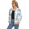 Seamless pattern with funny robot cartoon Women s Puffer Bubble Jacket Coat View2