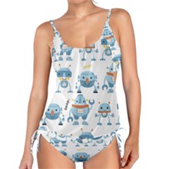 Seamless Pattern With Funny Robot Cartoon Tankini Set