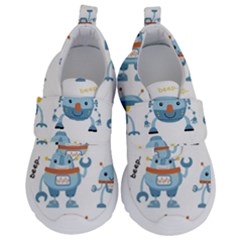 Seamless Pattern With Funny Robot Cartoon Kids  Velcro No Lace Shoes