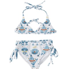 Seamless Pattern With Funny Robot Cartoon Kids  Classic Bikini Set by Jancukart