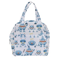 Seamless Pattern With Funny Robot Cartoon Boxy Hand Bag