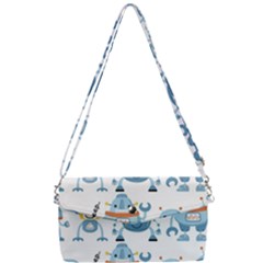 Seamless Pattern With Funny Robot Cartoon Removable Strap Clutch Bag