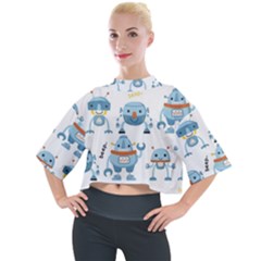 Seamless Pattern With Funny Robot Cartoon Mock Neck Tee by Jancukart