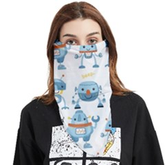 Seamless Pattern With Funny Robot Cartoon Face Covering Bandana (triangle) by Jancukart