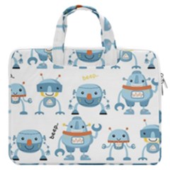 Seamless Pattern With Funny Robot Cartoon Macbook Pro 16  Double Pocket Laptop Bag  by Jancukart