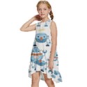 Seamless pattern with funny robot cartoon Kids  Frill Swing Dress View2