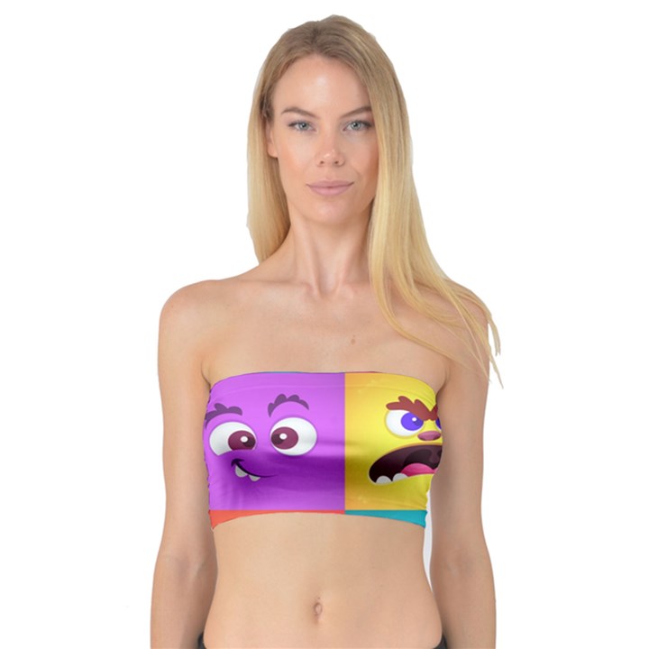 Monsters Emotions Scary Faces Masks With Mouth Eyes Aliens Monsters Emoticon Set Bandeau Top