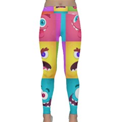 Monsters Emotions Scary Faces Masks With Mouth Eyes Aliens Monsters Emoticon Set Classic Yoga Leggings by Jancukart