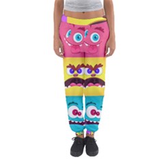 Monsters Emotions Scary Faces Masks With Mouth Eyes Aliens Monsters Emoticon Set Women s Jogger Sweatpants by Jancukart