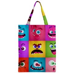 Monsters Emotions Scary Faces Masks With Mouth Eyes Aliens Monsters Emoticon Set Zipper Classic Tote Bag