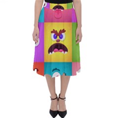 Monsters Emotions Scary Faces Masks With Mouth Eyes Aliens Monsters Emoticon Set Classic Midi Skirt by Jancukart