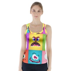 Monsters Emotions Scary Faces Masks With Mouth Eyes Aliens Monsters Emoticon Set Racer Back Sports Top by Jancukart