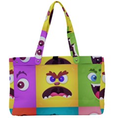 Monsters Emotions Scary Faces Masks With Mouth Eyes Aliens Monsters Emoticon Set Canvas Work Bag by Jancukart