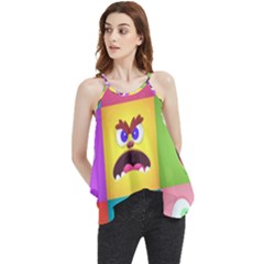 Monsters Emotions Scary Faces Masks With Mouth Eyes Aliens Monsters Emoticon Set Flowy Camisole Tank Top by Jancukart