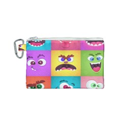 Monsters Emotions Scary Faces Masks With Mouth Eyes Aliens Monsters Emoticon Set Canvas Cosmetic Bag (small) by Jancukart