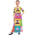 Monsters Emotions Scary Faces Masks With Mouth Eyes Aliens Monsters Emoticon Set Kids  Quarter Sleeve Maxi Dress View1