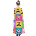 Monsters Emotions Scary Faces Masks With Mouth Eyes Aliens Monsters Emoticon Set Kids  Quarter Sleeve Maxi Dress View2