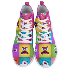 Monsters Emotions Scary Faces Masks With Mouth Eyes Aliens Monsters Emoticon Set Men s Lightweight High Top Sneakers