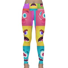 Monsters Emotions Scary Faces Masks With Mouth Eyes Aliens Monsters Emoticon Set Lightweight Velour Classic Yoga Leggings by Jancukart