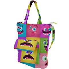 Monsters Emotions Scary Faces Masks With Mouth Eyes Aliens Monsters Emoticon Set Shoulder Tote Bag by Jancukart