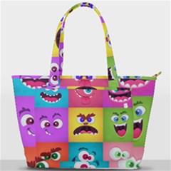 Monsters Emotions Scary Faces Masks With Mouth Eyes Aliens Monsters Emoticon Set Back Pocket Shoulder Bag  by Jancukart