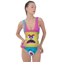 Monsters Emotions Scary Faces Masks With Mouth Eyes Aliens Monsters Emoticon Set Side Cut Out Swimsuit by Jancukart