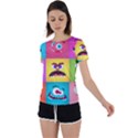 Monsters Emotions Scary Faces Masks With Mouth Eyes Aliens Monsters Emoticon Set Back Circle Cutout Sports Tee View1