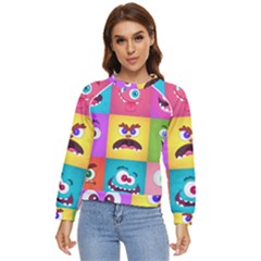 Monsters Emotions Scary Faces Masks With Mouth Eyes Aliens Monsters Emoticon Set Women s Long Sleeve Raglan Tee