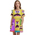 Monsters Emotions Scary Faces Masks With Mouth Eyes Aliens Monsters Emoticon Set Kids  Frilly Sleeves Pocket Dress View1