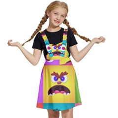 Monsters Emotions Scary Faces Masks With Mouth Eyes Aliens Monsters Emoticon Set Kids  Apron Dress by Jancukart